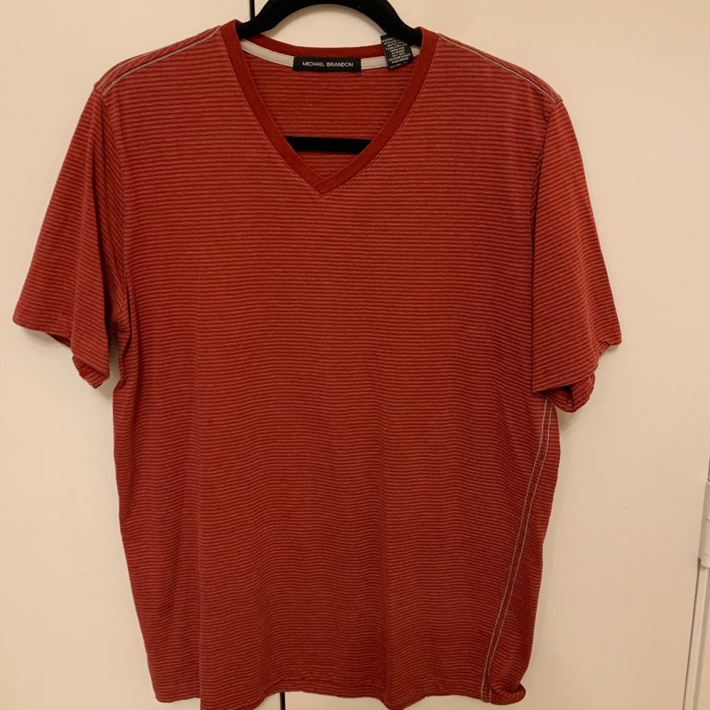 Red V Neck T Shirt (Size Medium)